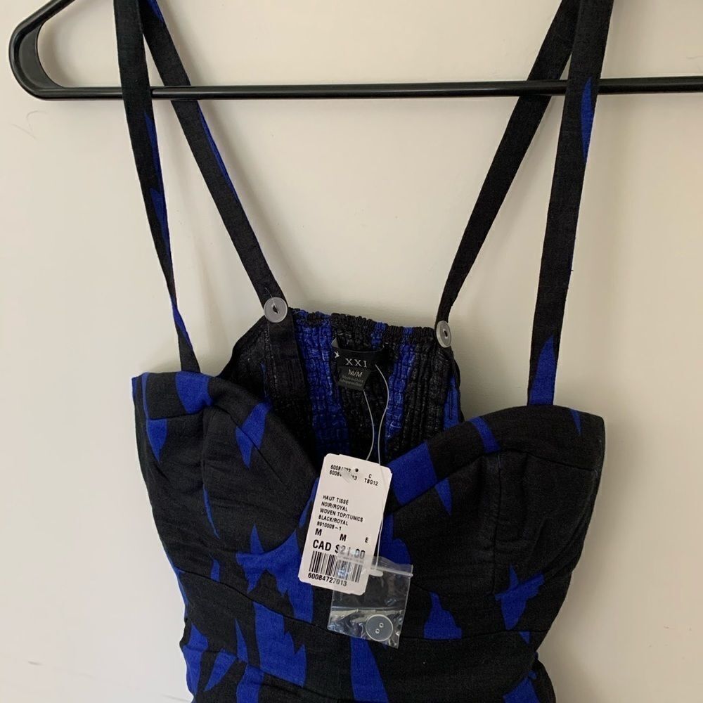 NEW Blue and Black Padded Bustier Tank